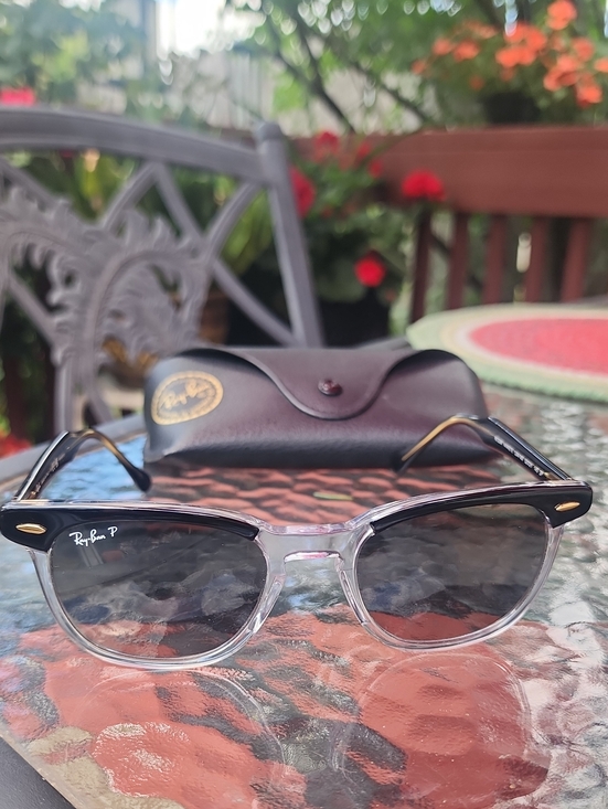 Ray-Ban Accessories - Ray-Ban Two-Tone Hawkeye Sunglasses - Polished Black & Clear, Polarized Lenses